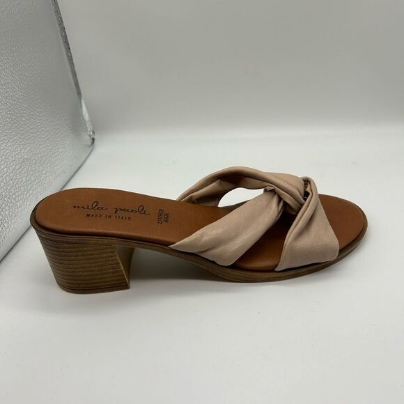Mila Paoli Leather Soft Knot Heel Sandals Made in Italy - Picture 8 of 11